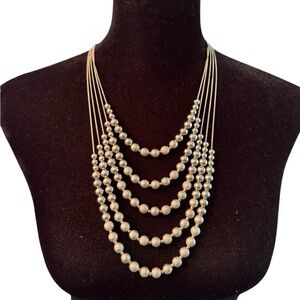 Elegant‎ Multi-Layer Silver Beaded Necklace​